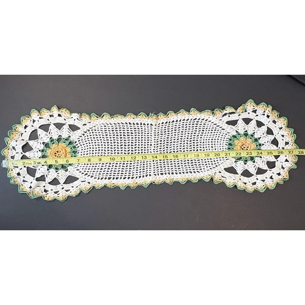 Vintage (6) Handmade Crochet Embroidered Doilies Floral Colorful Round Dresser